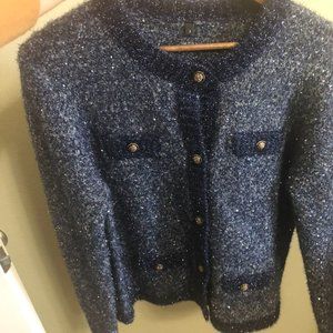 NEW Maje Mission Metallic & Sequin Cardigan In Blue size 3（L）